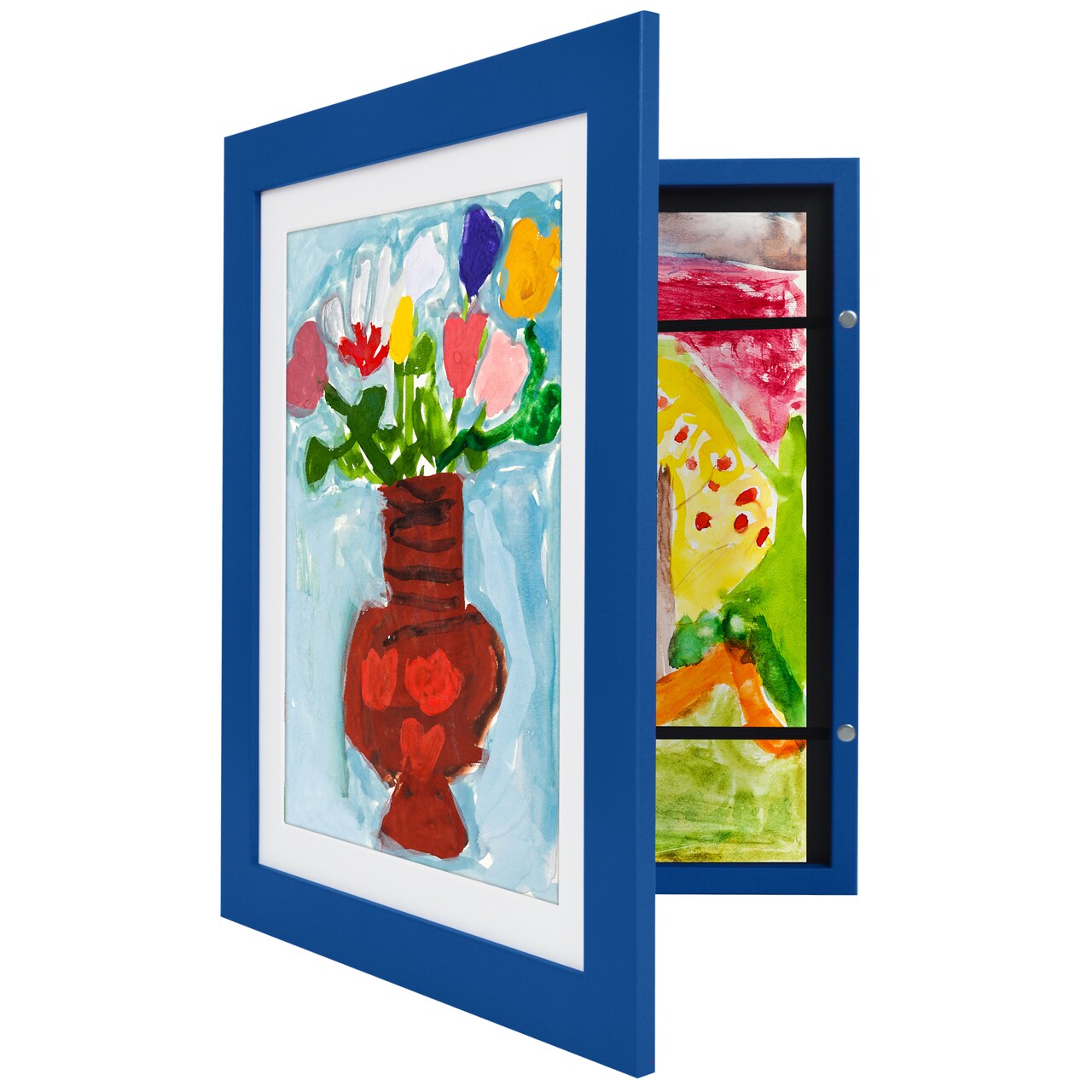 Americanflat 10x12.5 Kids Art Frame - 8.5x11 with Mat or 10x12.5 without Mat - Kids Artwork Frame - Magnetic Frame Closure - Shatter Resistant Glass - Hanging Hardware